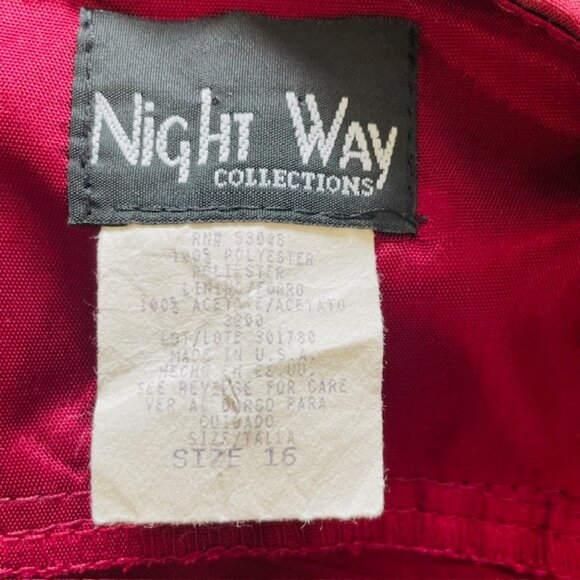 Vintage 90s Y2k Night Way Ombre Cowl Neck Vampy Whimsigoth Gown Burgundy 16 - Picture 5 of 6